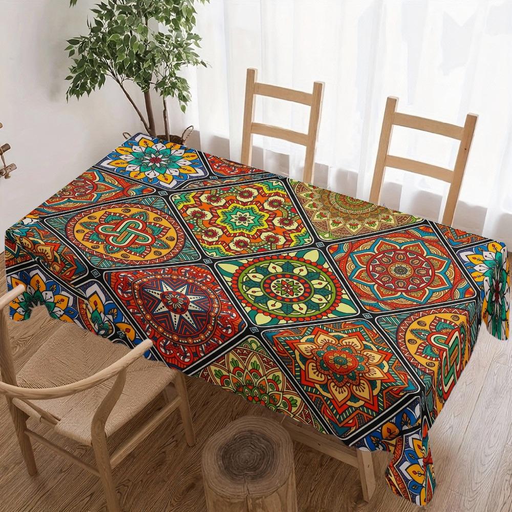 Boho Mandala Rechthoekige Tafelkleed voor Tafeldecoratie Keuken Eetkamer Waterdicht Herbruikbaar Tafelkleed voor Tafels Bruiloft Feest 100x160cm