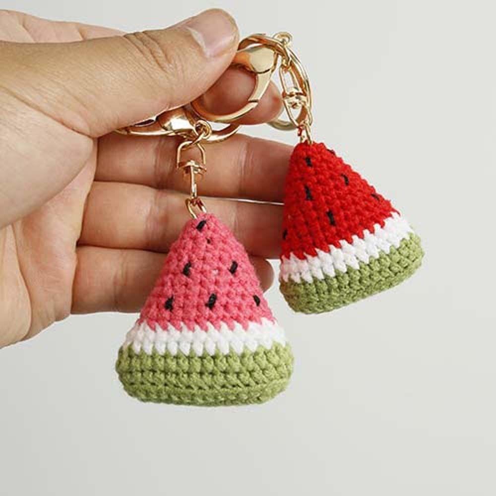 Knitted Weaving Keychain Fruit Series Wool Crochet Pendant Fashion Watermelon Pendant Bag Charm