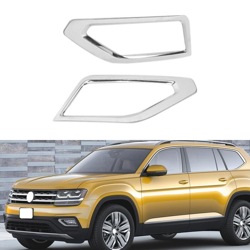 Pair Fog Light Lamp Cover Frame Chrome Bezel Trim For Volkswagen Atlas 2018-