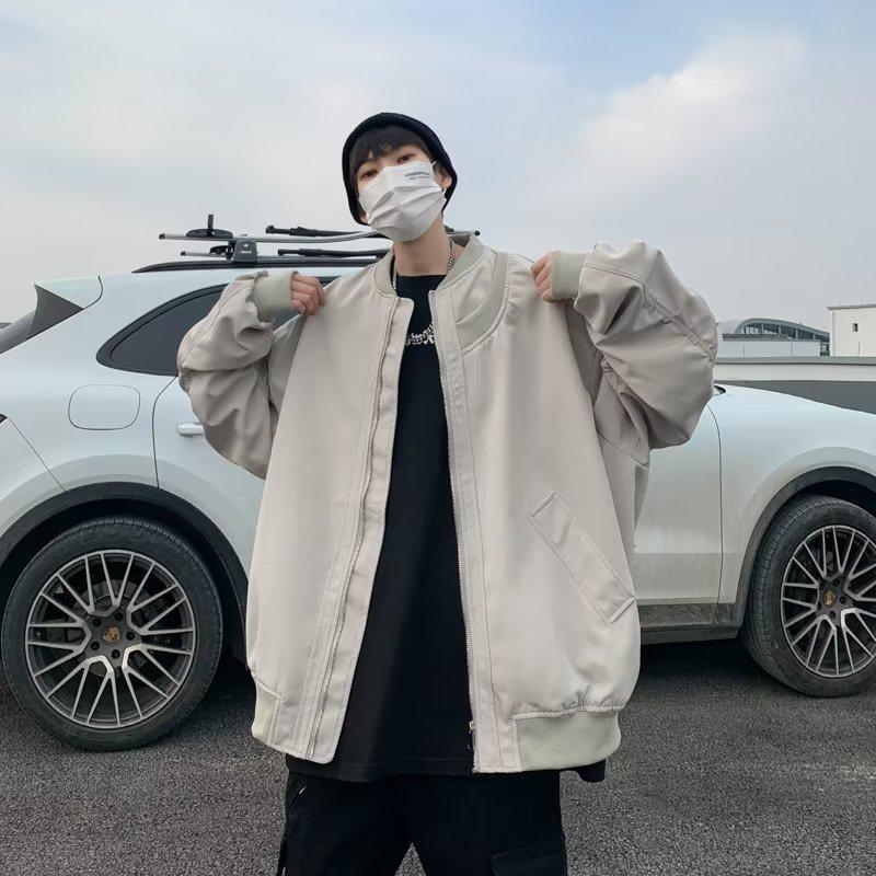 Męska modna kurtka pilotka w stylu amerykańskim high street - Wszechstronna, Przystojna, Codzienna, w stylu baseballowym oversize.