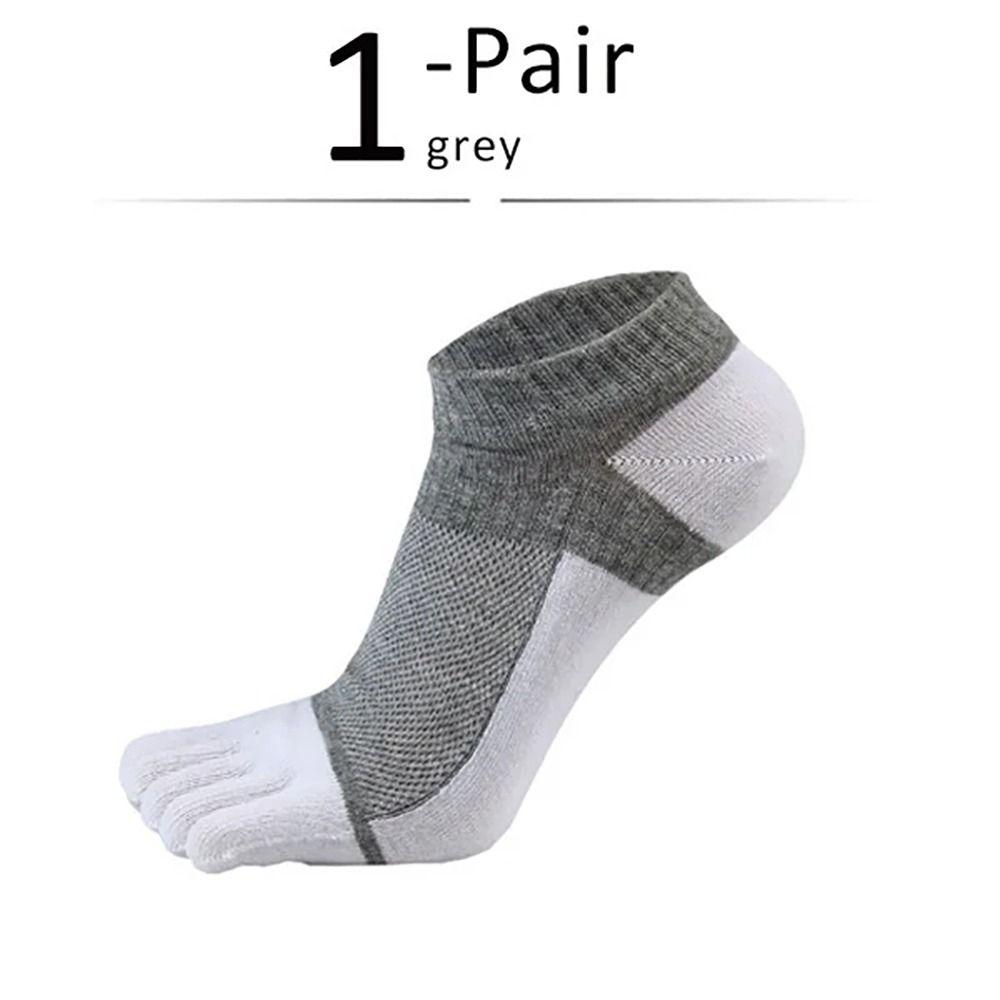 

1Pair Pure Cotton Five Finger Socks EU 38-44 Men Shaping Sock Breathable Ankle Socks grey