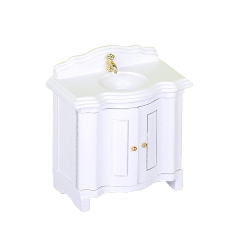 1Pcs Doll House Miniature Bathroom Sink Cabinet Prop Realistic 1/12 Scale Dollhouse Simulation Wash Basin Toy Diy Accessories