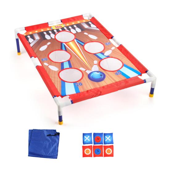 

Игровой набор с 6-луночным метанием мешочков с мешочками для детей Обруч для метания мешочков с песком Простой в установке игровой набор «Корнхол» Развивает координацию игр на свежем воздухе A красный