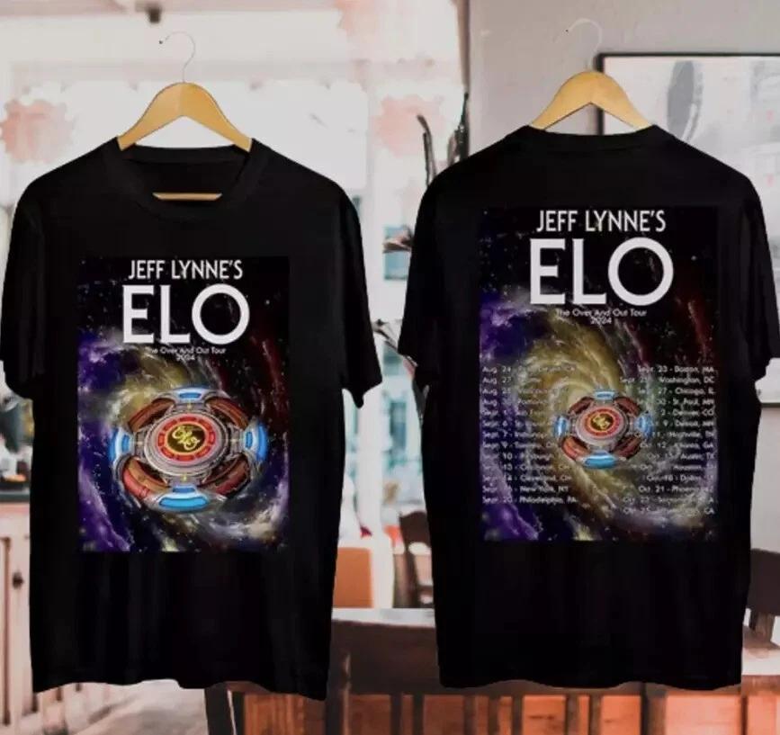 New Jeff Lynne s Elo The Over and Out Tour 2024 Black T-Shirt Size S-5XL S