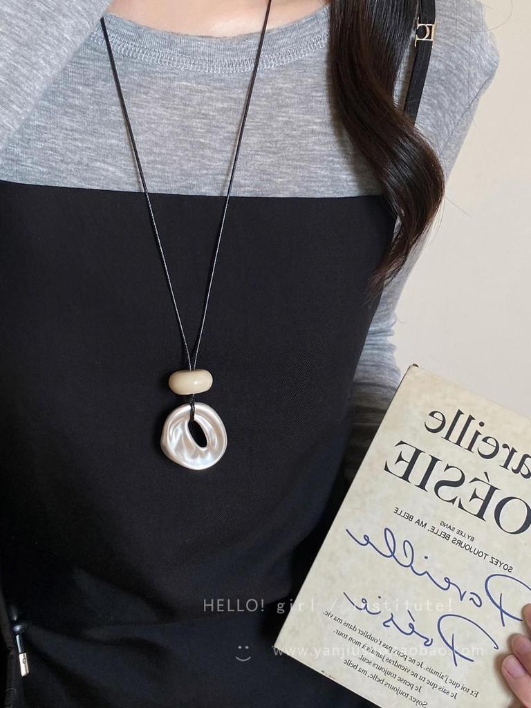 Korean Heart Comb Black Drawstring Necklace - Women's Fashion Choker Chain