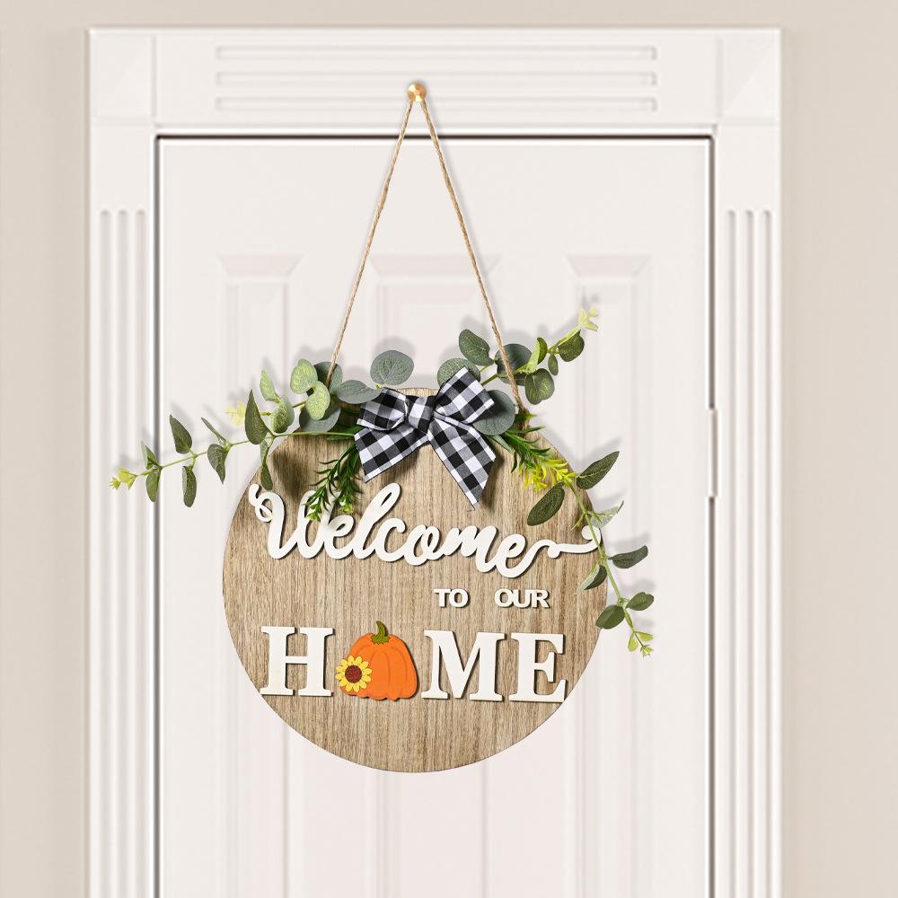 1 Σετ Ξύλινη DIY Αντικαταστάσιμη Πινακίδα Καλωσορίσματος Πόρτας με Διάφορα Σχέδια, Χριστούγεννα Απόκριες Κρεμαστή για Σπίτι Με 9 Αξεσουάρ