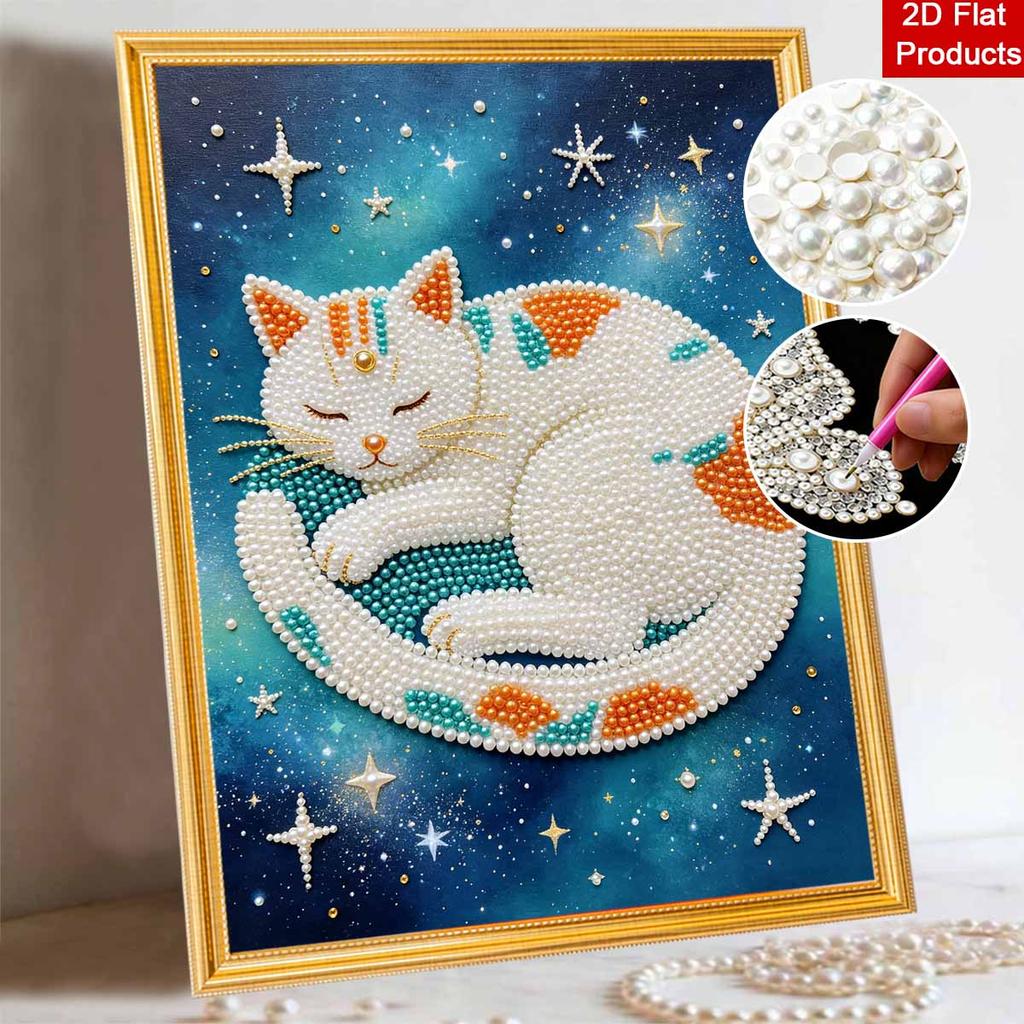 Animal Series Pearl Painting Cat Starry Sky Diy Handmade 5D HighValue Hanging Living Room Decoration Painting