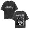 T-shirt Nera Oversize Vintage Lavaggio Acido Grafica Fronte/Retro Vulcano & Sole Gojira | Maglietta Merch Streetwear per Fan della Band Progressive Metal