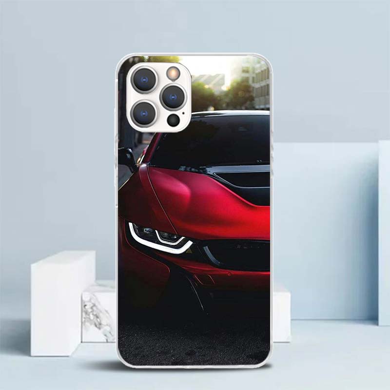 Blaues Rotes Auto für iPhone 16 17 Air 15 14 Pro Max 16E Handyhülle 13 Mini 12 11 7 SE 8 Druckmuster Passende Hüllen 16 15 14 Pro Max 13