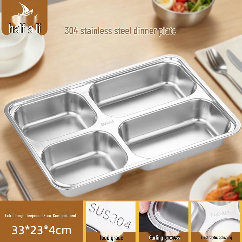 304 Stainless Steel Partitioned Meal Plate