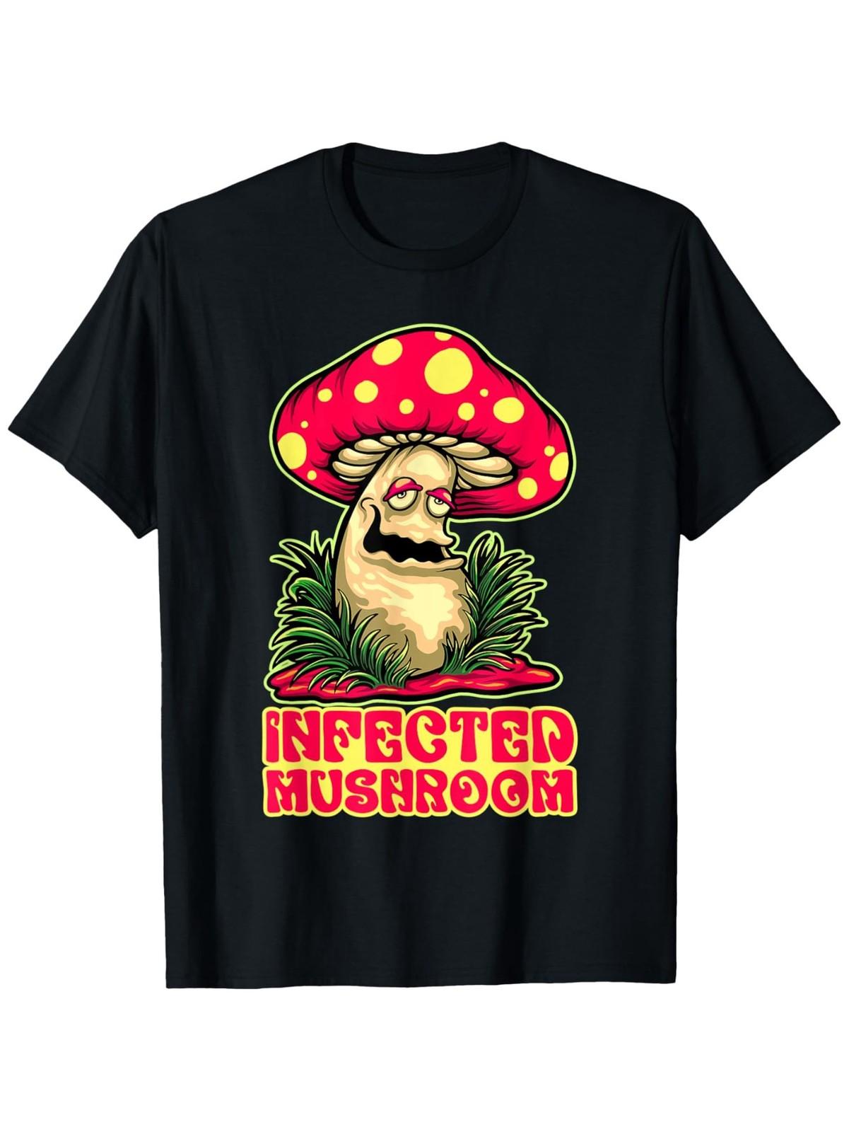 Infected Mushroom Nature Plant Mushroom T-Shirt, Suitable for Mens & Womens Ou S