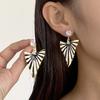 Exaggerated Diamond Inlaid Zebra Stripe Triangle Earrings, Niche Temperament Oil Drop Simple Women Earrings