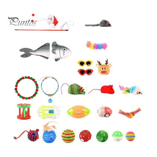 

Кошачий Адвент-календарь Интерактивный обратный отсчет Скрытая коробка 12/24 Игрушки для дразнения кошек Ошейники-бабочки Набор Рождественских аксессуаров для кошек B