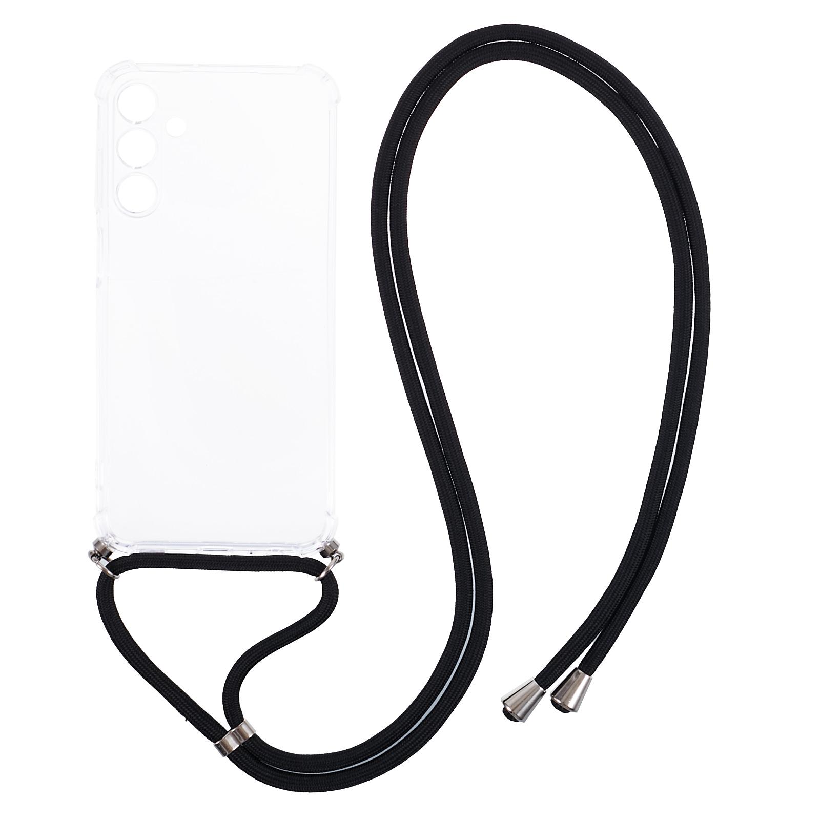 

For Samsung Galaxy A15 4G Clear Case Four Corner Protection TPU Cover with Lanyard A