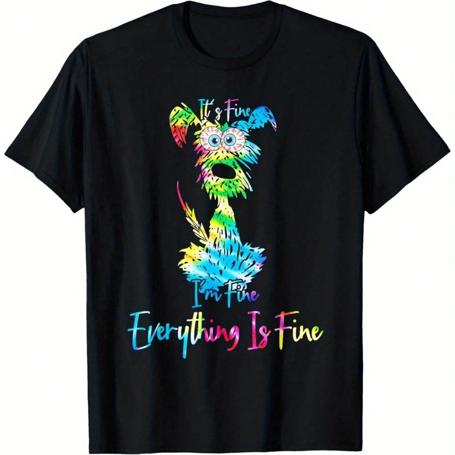 Colorful Dog Graphic Tie-Dye T-Shirt S разноцветный