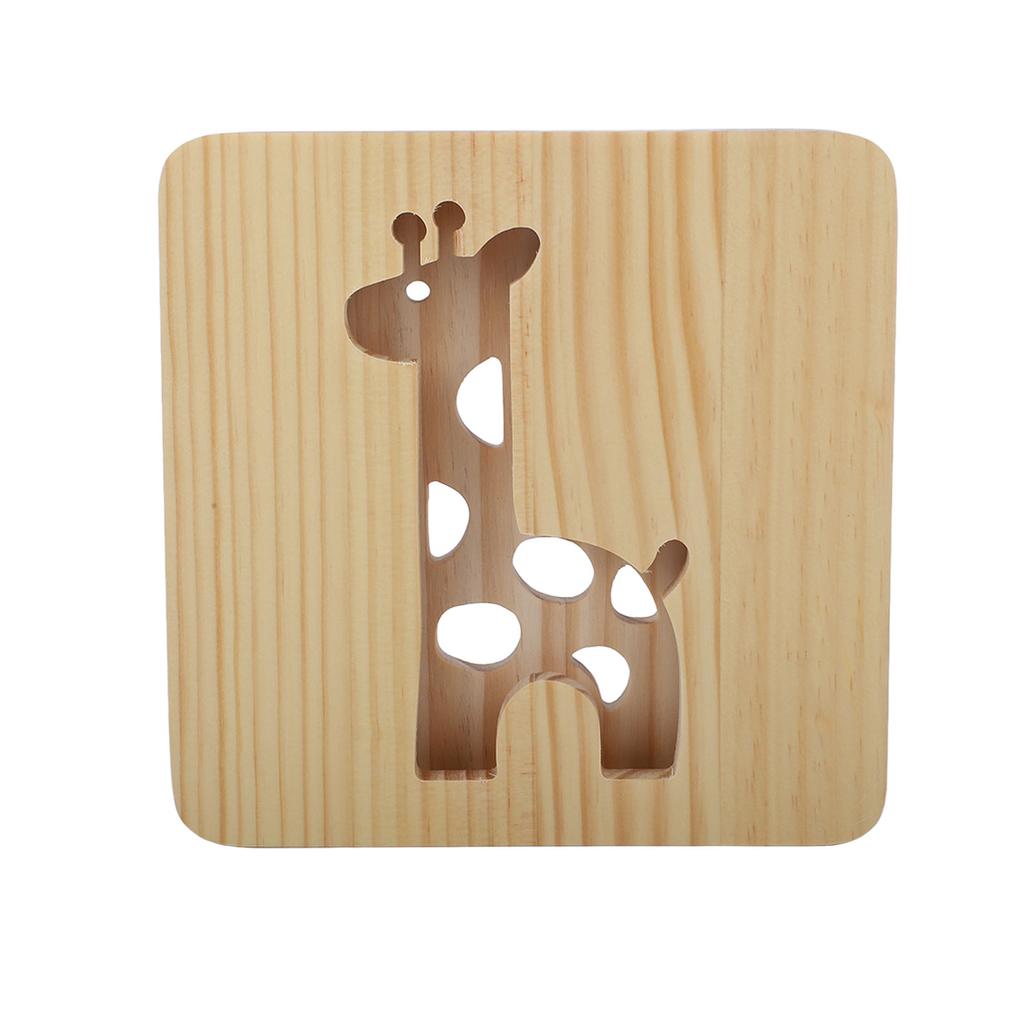 3D Giraffe Wooden Lamp 360 Degree Irradiation Hollow Pattern Warm White Light LED Wooden Night Light
