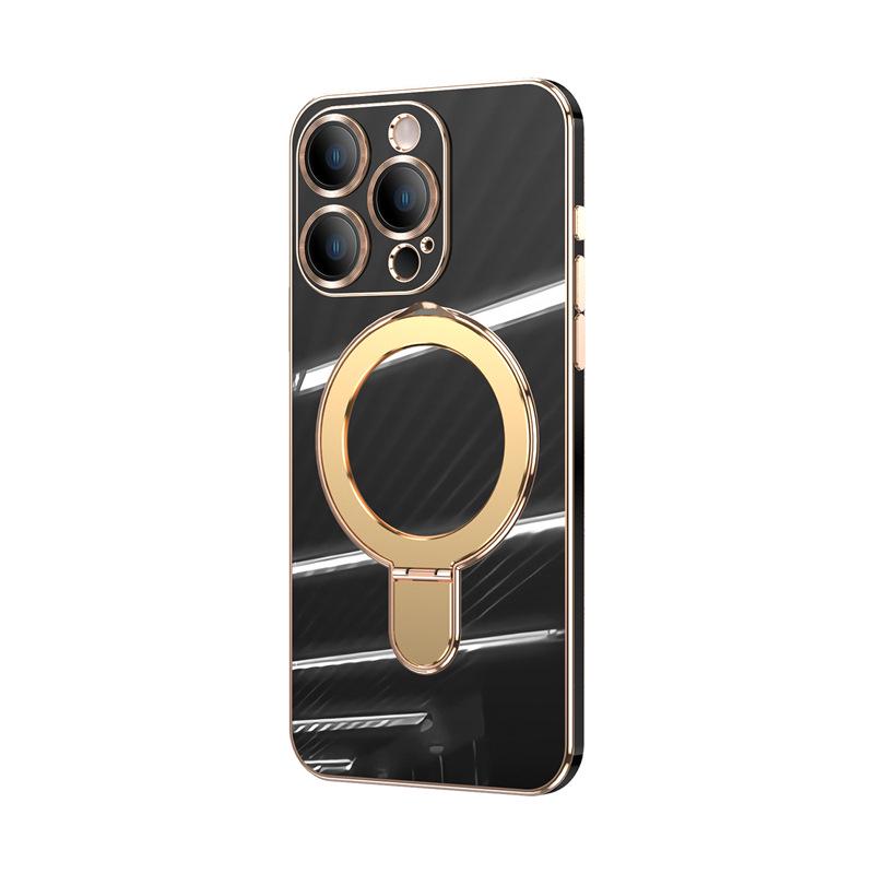 iPhone 17 Pivot Magnetic Case: Electroplated Solid Color, Full Coverage Anti-Fall Protective Case for Apple 16E/15 Pro.