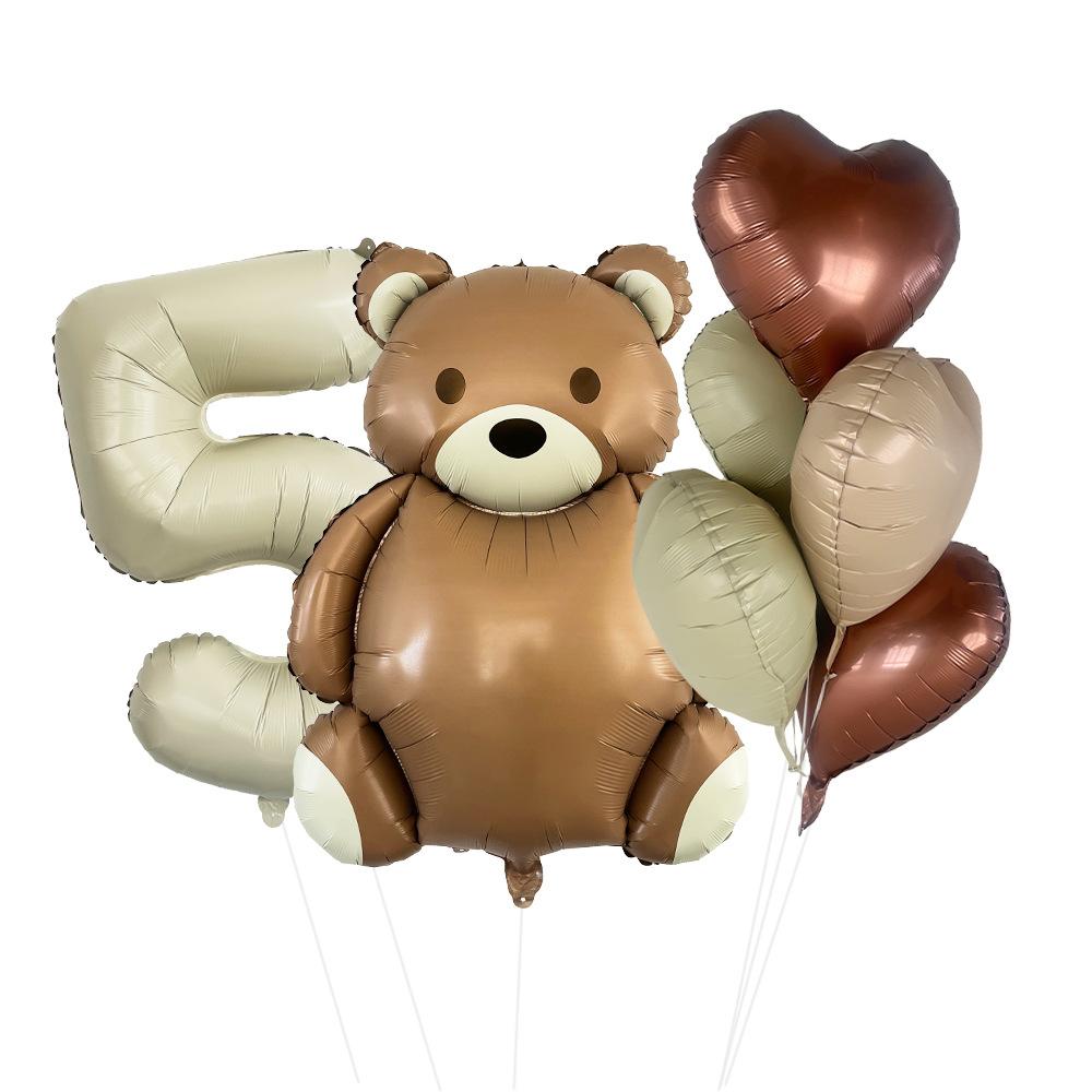 Matte Bear Aluminum Film Balloon Set Love Digital Children'S Birthday Party Decoration Decoration Bear Birthday Party
