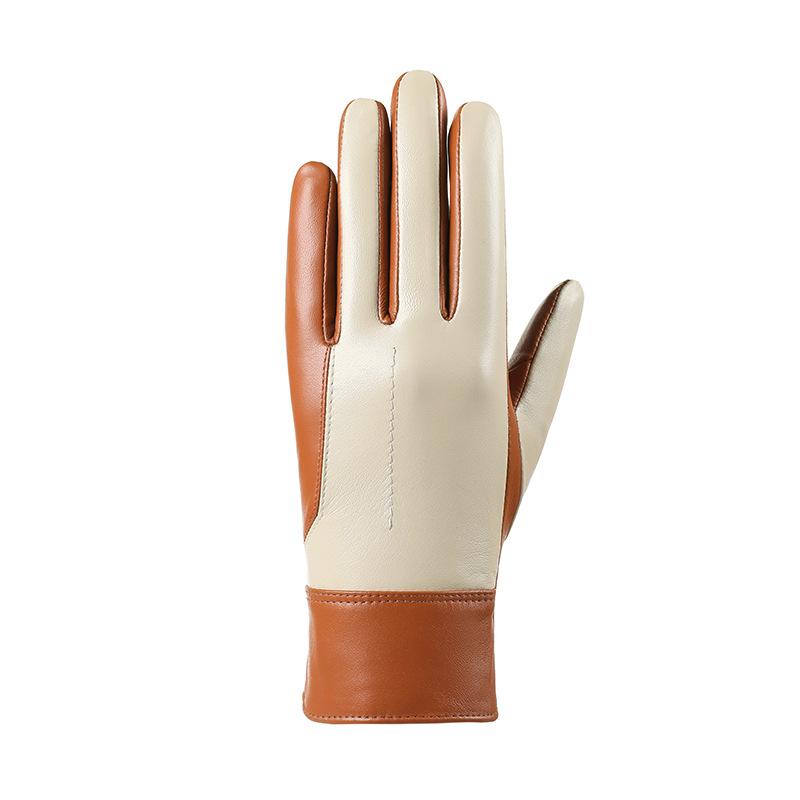 Женские перчатки из натуральной кожи с утолщенным бархатом для осени и зимы M