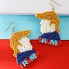 Trump Dangle Earrings Handmade Seed Bead Ear Hooks Boho Earrings for Women