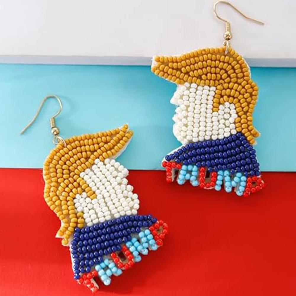 Trump Dangle Earrings Handmade Seed Bead ear hooks boho earrings for women