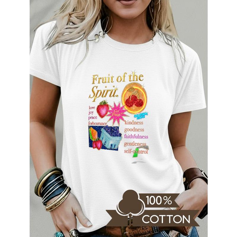 Fashionable Letter Anime Printed Women s Round Neck T-shirt with Simple Design,Comfortable and Breathable,Suitable for Daily Casual Wear and Versatile S белый
