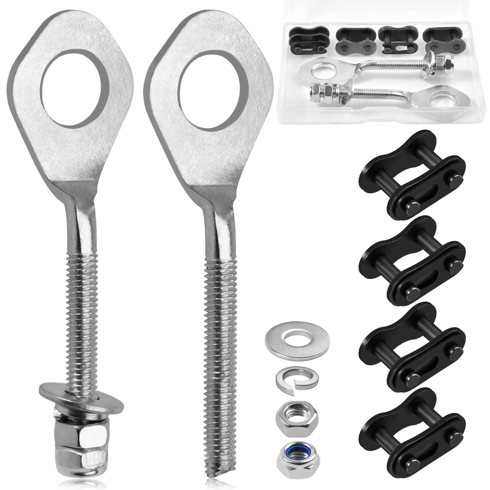 SPEEDWOX Motorcycle Chain Tension Adjuster, 2 Pieces Chain Connecting Hardware, серебряный