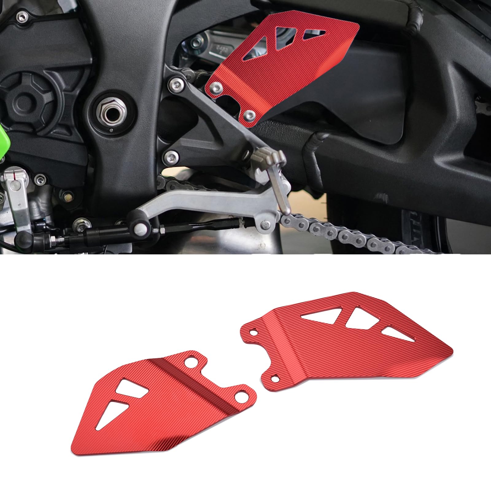 

LEDISHUN Footpeg Heel Plate Guard Protector Footpeg for Kawasaki Ninja ZX-10R 2011-2024 (Red)