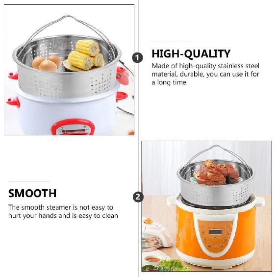 Stainless Steel Vegetable Insert Basket - Thick Food Steaming Dish Plate Cookware Tray With Handle for Vegetables, Fruits, Eggs - 20cm Pressure