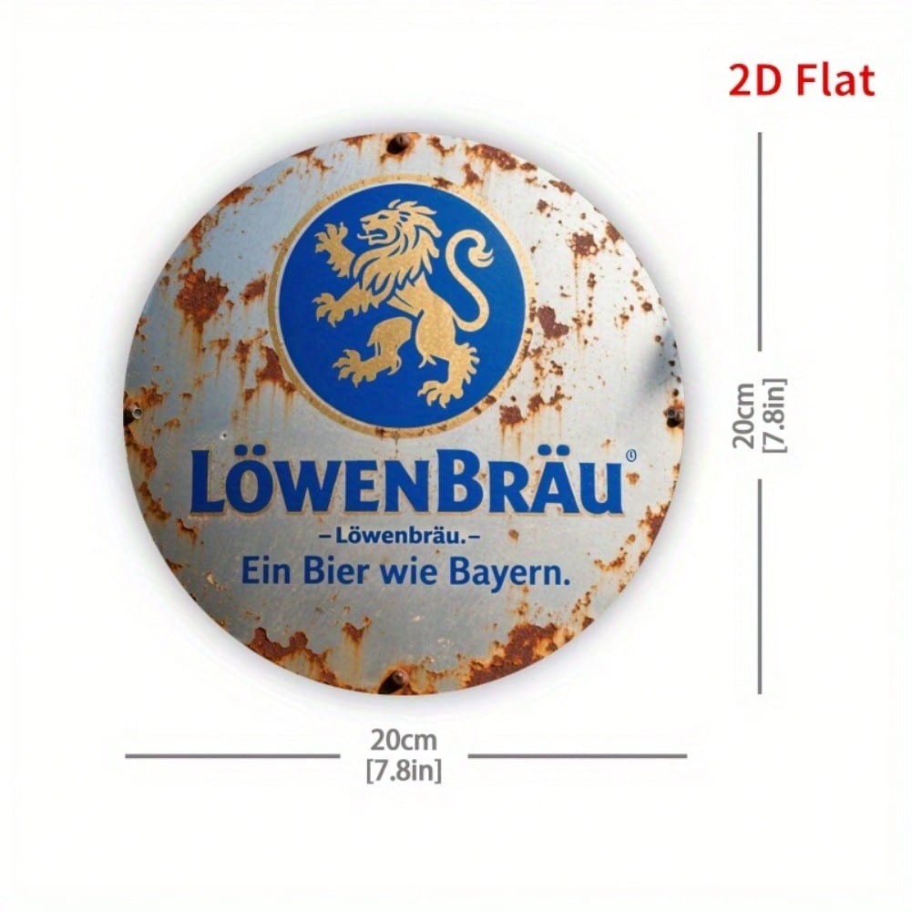 Винтажная алюминиевая металлическая табличка с пивом Lowenbrau Баварский Лев Декор для бара 20x20 разноцветный