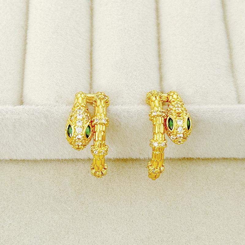 

Elegant Zircon Inlaid Snake-Shaped Earrings: Versatile Design, Women s Hoop & Ear Cuffs