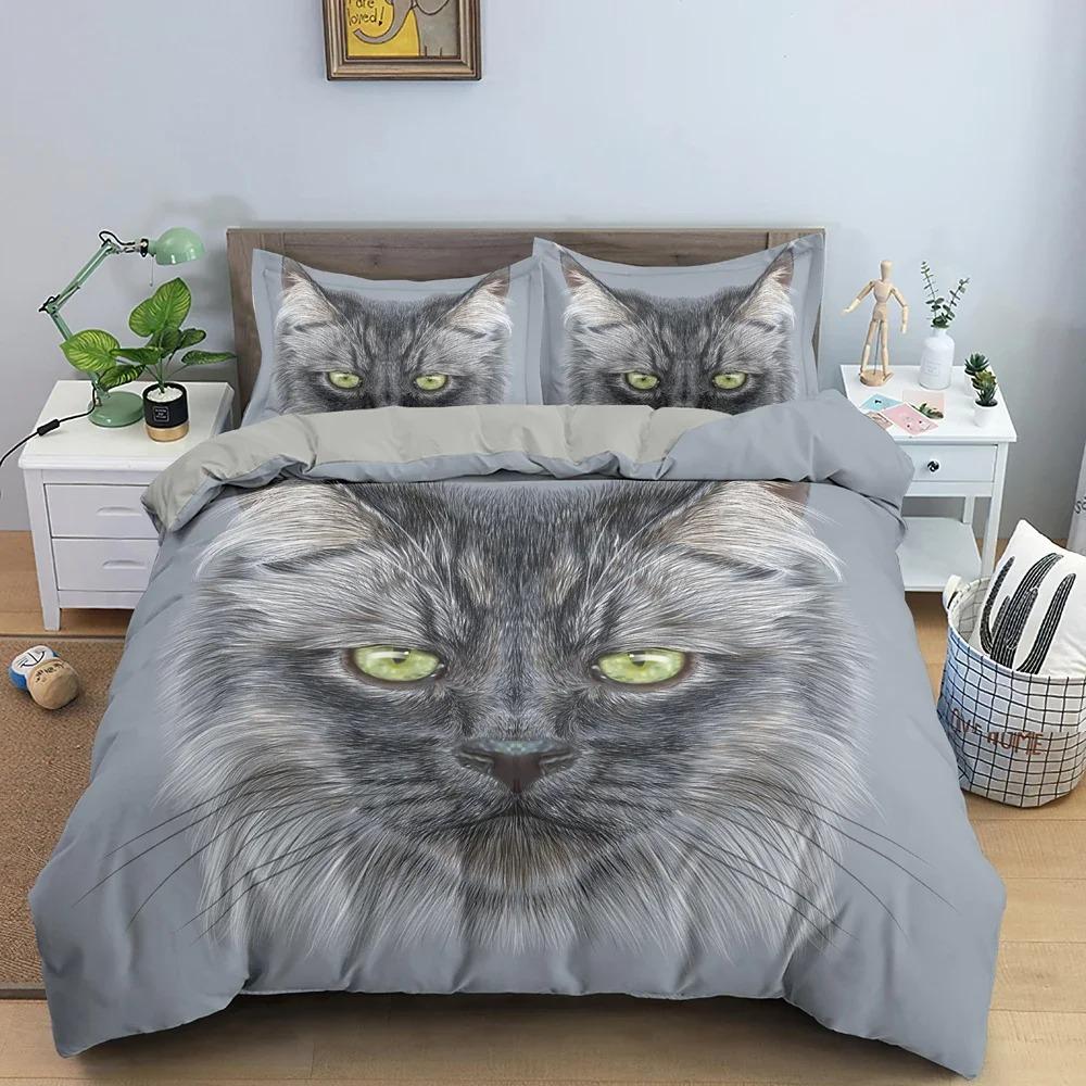 Kanadische Sphynx Katze Bettbezug King Queen Liebliches Haustier Kätzchen Bettwäsche Set Kinder Jugendliche Erwachsene Niedliches Tier Weiche Polyester Steppdecke Bezug