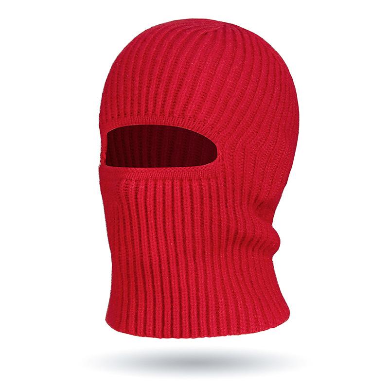 

Осенне-зимняя шерстяная шапка для мужчин и женщин, вязаная ветрозащитная маска, теплая шапка, маска, шарф, универсальная шапка красный