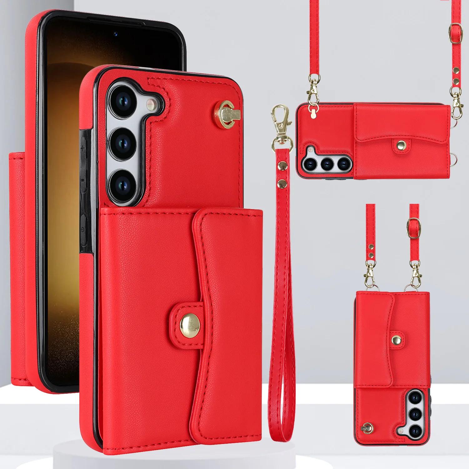 Polsband Crossbody Telefoonhoesje voor Samsung Galaxy S24 FE S25 Ultra S23 S22 S21 Plus A16 A15 A35 A55 A14 A54 A53 Portemonnee Kaarthouder Galaxy S23