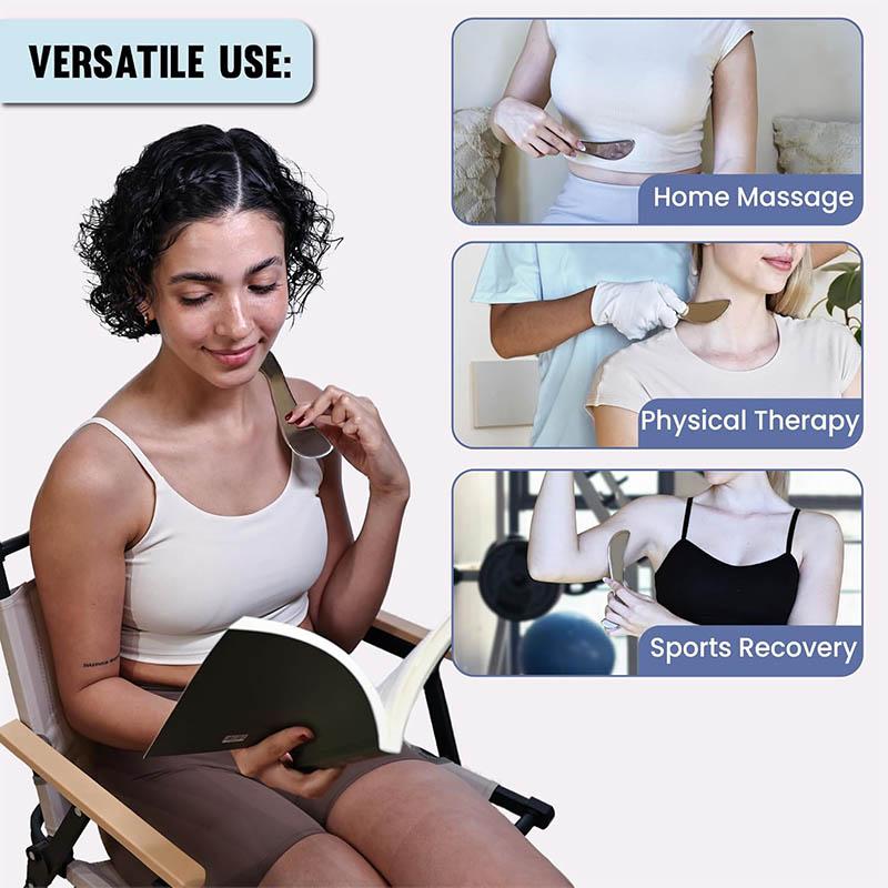 Gua Sha Muskel-Faszien-Schaberwerkzeug aus Edelstahl Hautschabemassagewerkzeug für Körper, Rücken, Arm, Beinmassagepflege