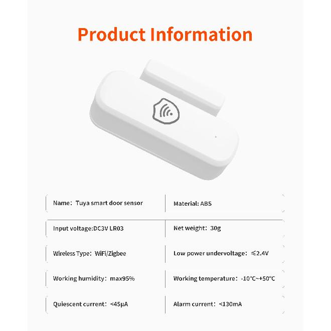 Tuya WiFi Zigbee Door Contact Sensor Wireless Door Detector Smart Life APP Safety Reminder Supports Alexa And Google Home