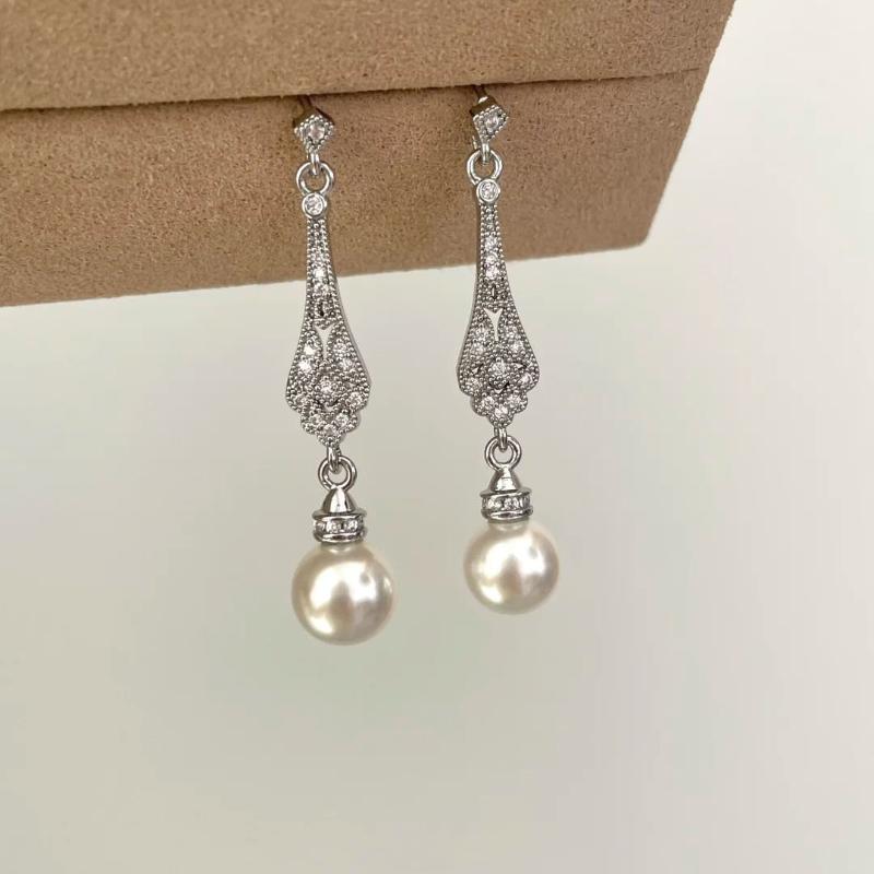 

Unique fresh tassel design earring trendy and exquisite diamonds inlay pearl earrings for women elegant wedding jewelry gifts серебряный
