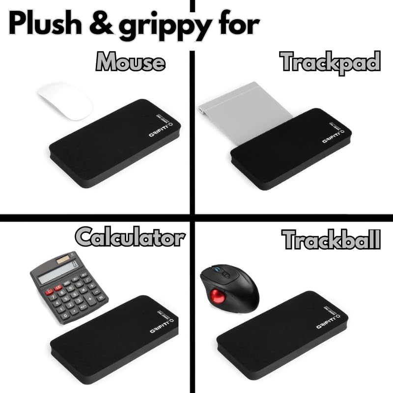 Grifiti Thick Wrist Pad 8 inch Black Mouse Keypad Compatible Wrist Rest (10x20x1.9cm)