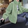 Autumn and winter large size fleece thickened short jacket double-sided fleece stand-up collar fleece solid color sweater women's tide