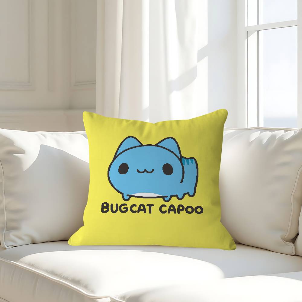 B-Bugcat Capoo Мультяшная наволочка Съемная Моющаяся Наволочка – Всесезонный Мягкий Лен 16x16Inch