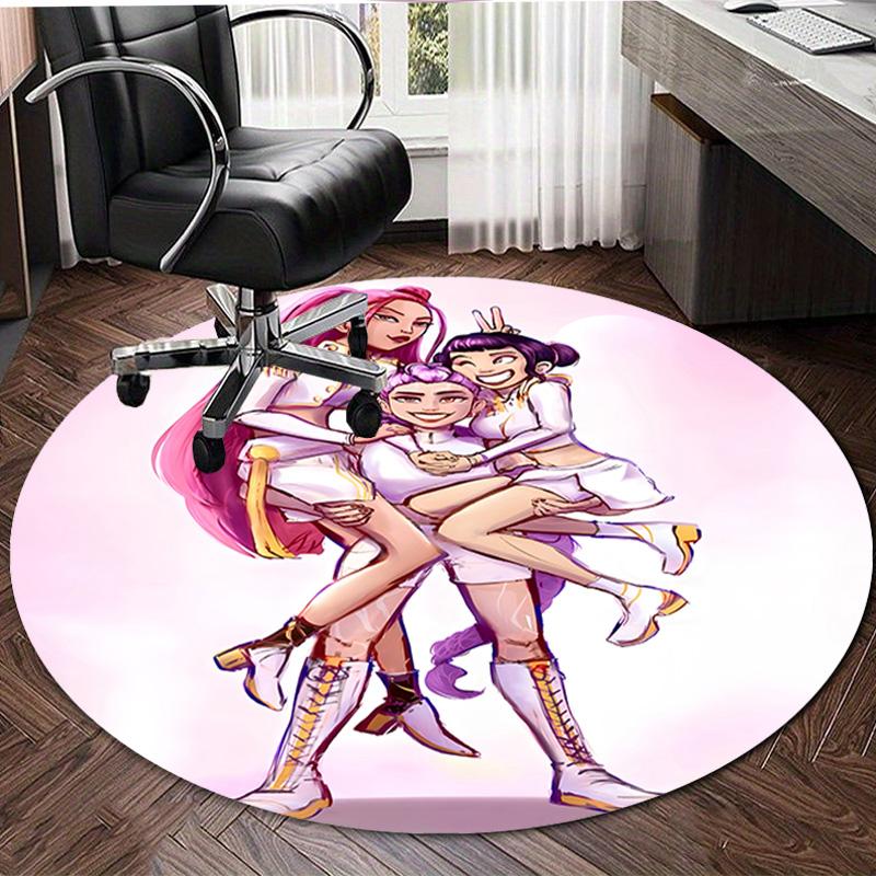 1pc KPop Demon Hunters8 Design Printed Area Round Carpet for Bedroom Living Room Home Decor Rugs Mat Non Slip Mat Rug for Bedside