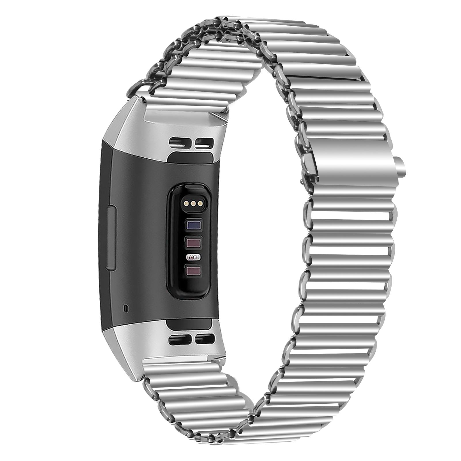 

For Fitbit Charge 3/4/3 SE Fashionable Smart Watch Band Stainless Steel Loop Back Strap Silver