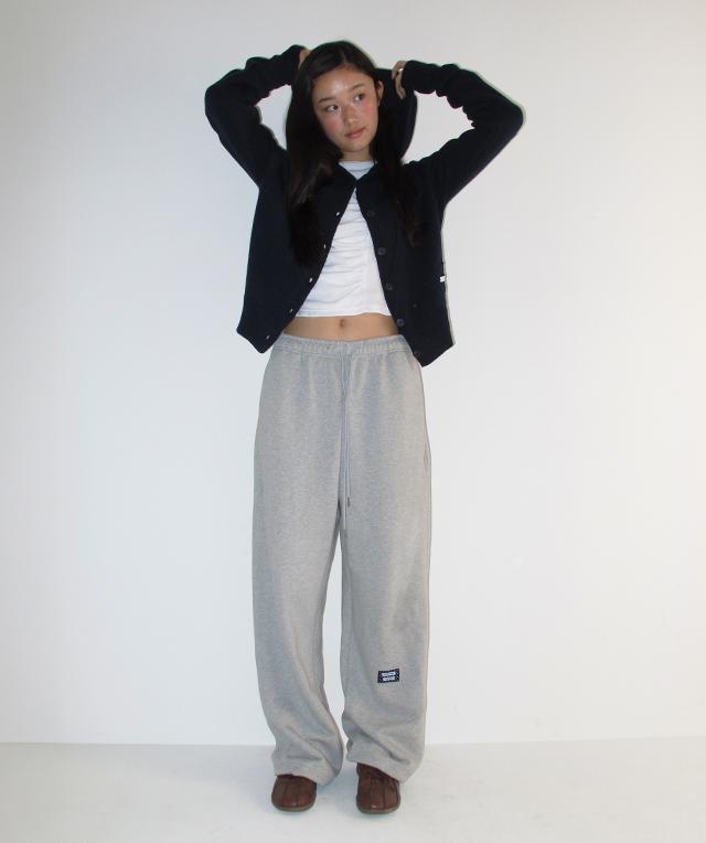 RONRON Dot Clef R Applique Sweat Jogger Pants Gray