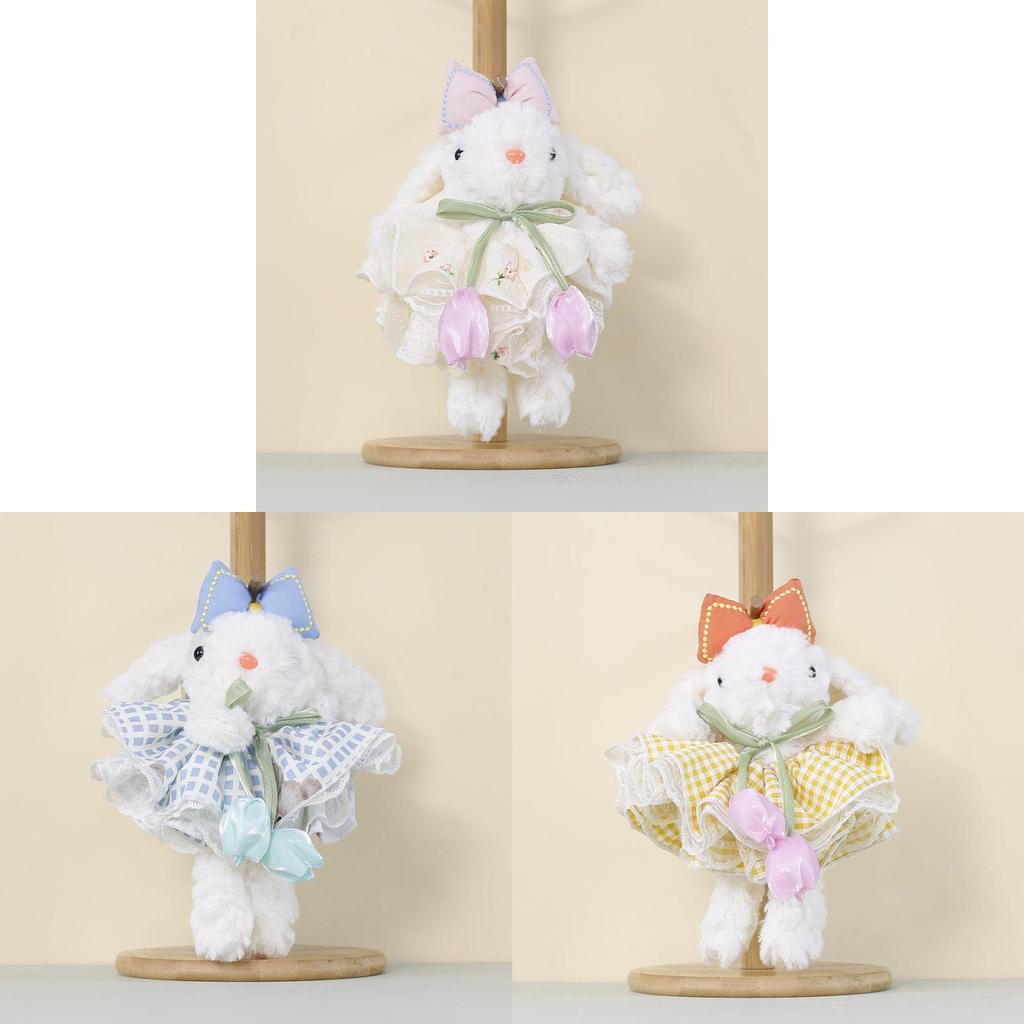 Cute Bunny Plush Keychain With Tulip Bow For Bag Decoration And Gift For Kids