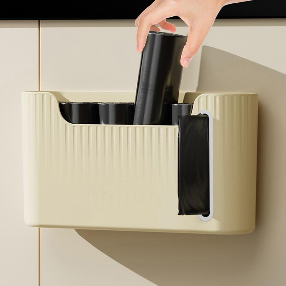 No Drill Adhesive Trash Bags Holder Large Capacity Trash Bag Container  Kitchen