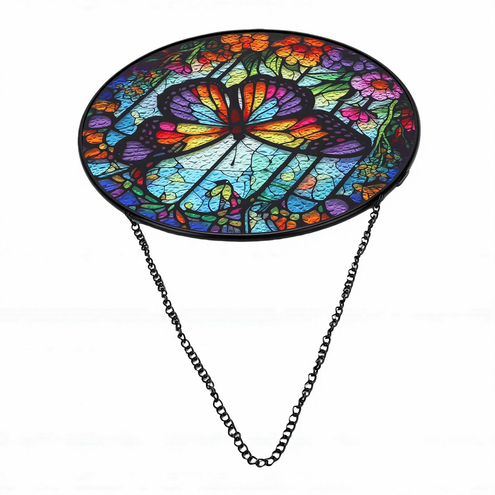 Stained Glass Sun Catcher 20x20x3cm Colorful Stained Glass Window Hanging for Home Balcony Yard 20x20cm