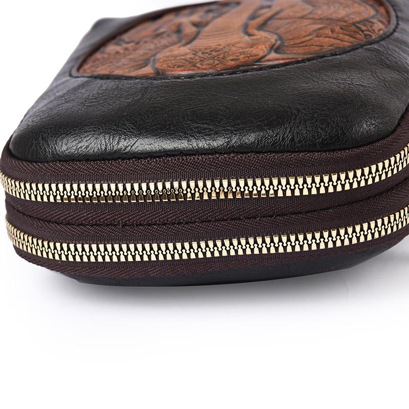 Women's Embossed Elephant Design Crossbody Bag Vintage Leather Shoulder Bag for Daily Use