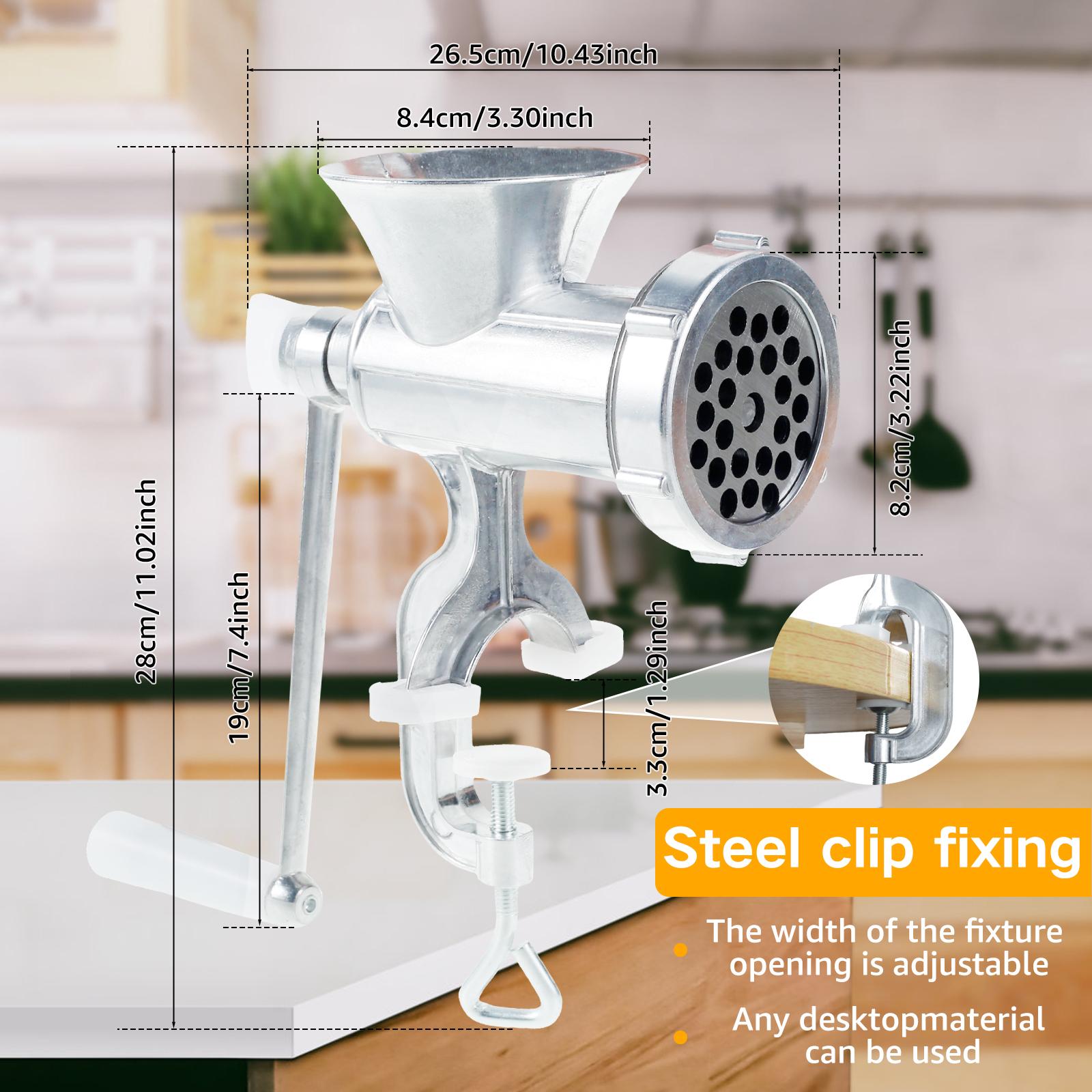 Manual Meat Grinder with Handle Meat Crank Rustproof Meat Grinder Sausage Maker Table Mount Pork Mincer with 3 Sausage Maker