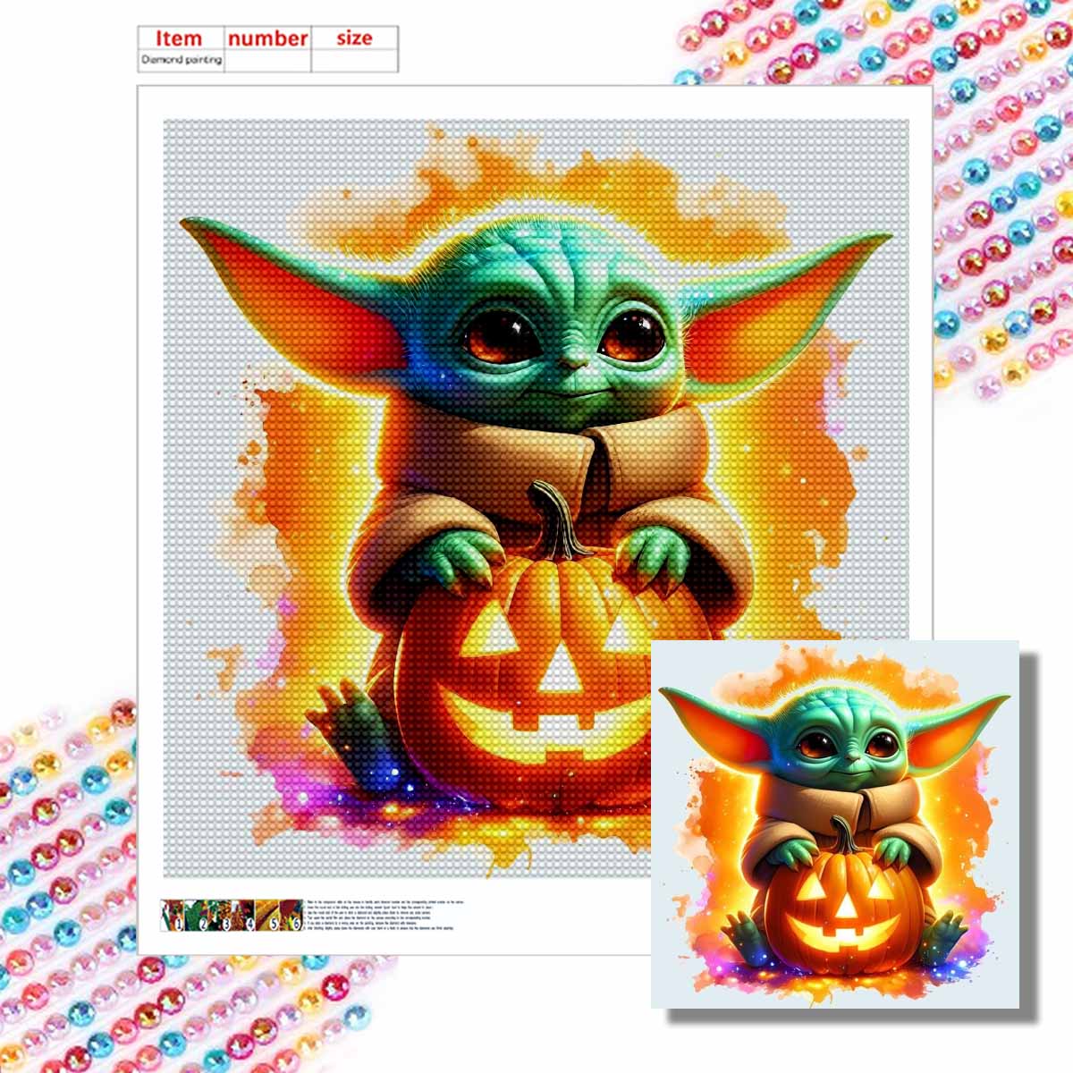 

5D DIY Diamond Painting Decorative Pumpkin Lantern Full Round Drill Scenery Diamond Embroidery Cross Stitch Kits Home Decor Gift Round 20x20cm