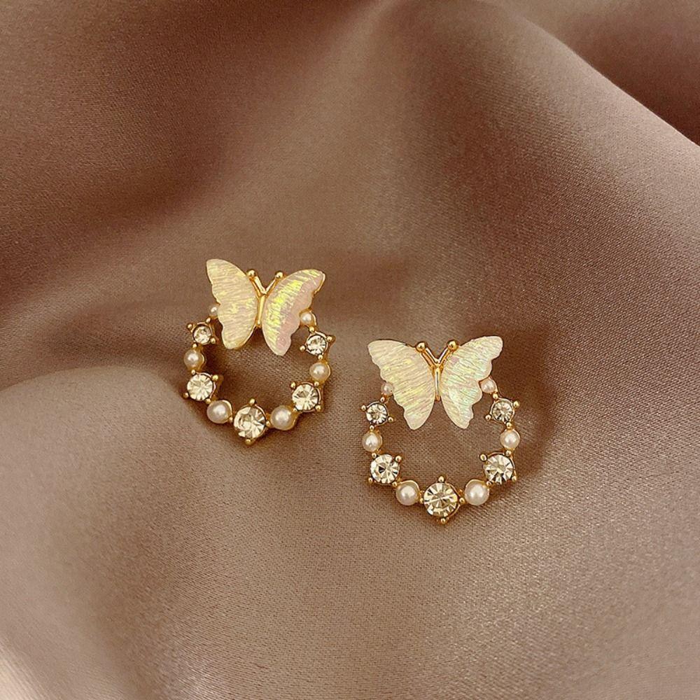 

Zinc Zinc Alloy Animal Series Korean Style Earrings Ladies Products Butterfly Earrings Pearl Earrings
